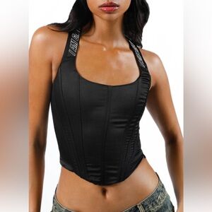 I AM GIA Black Siobhan Satin Corset